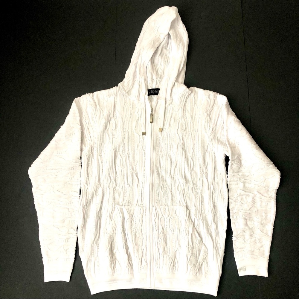 COOGI - Very Rare/Limited Edition - ALL White / Whiteout Zip-Up Hoodie - Men’s L